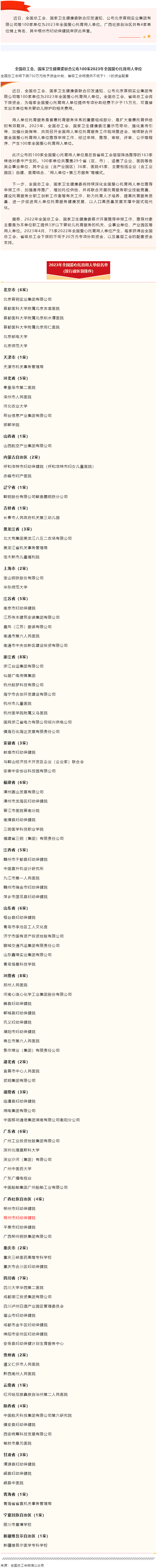 全國總工會、國家衛生健康委聯合公布100家2023年全國愛心托育用人單位.png